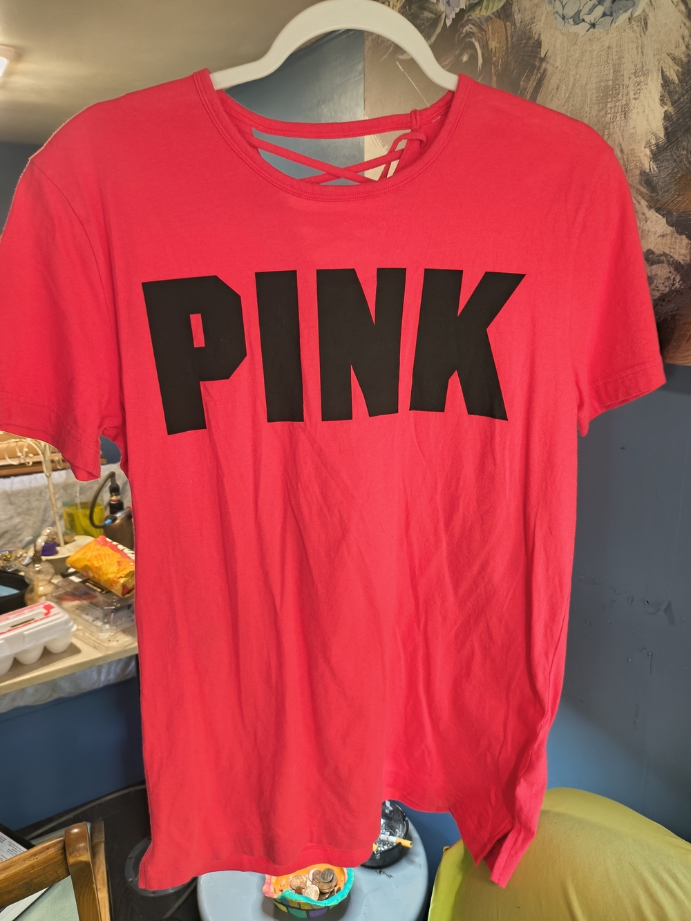 PINK Victoria's Secret Men’s Short-Sleeve Crewneck T-Shirt in Bright Pink